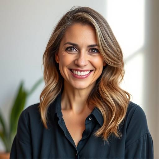 Foto de Maria Silva, fundadora e fotógrafa principal do estüdio, sorrindo.