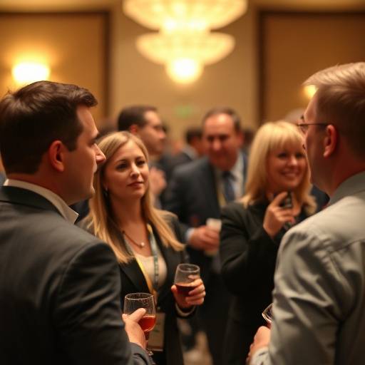 Fotografia de um evento corporativo com networking.