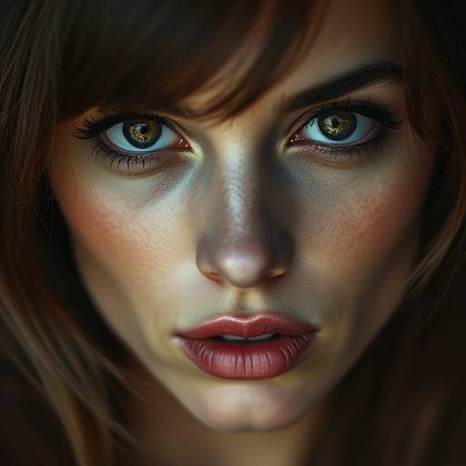 Retrato de uma mulher com um olhar expressivo.